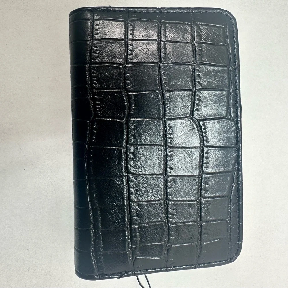 French Connection‎ Emmy Croco Fold Snap Zipper Wallet in Black NWT $48 New